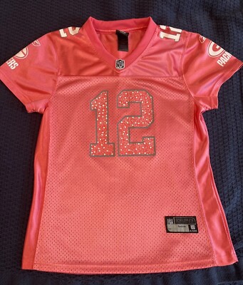 AARON RODGERS Green Bay Packers Top Womens Large Pink Jersey