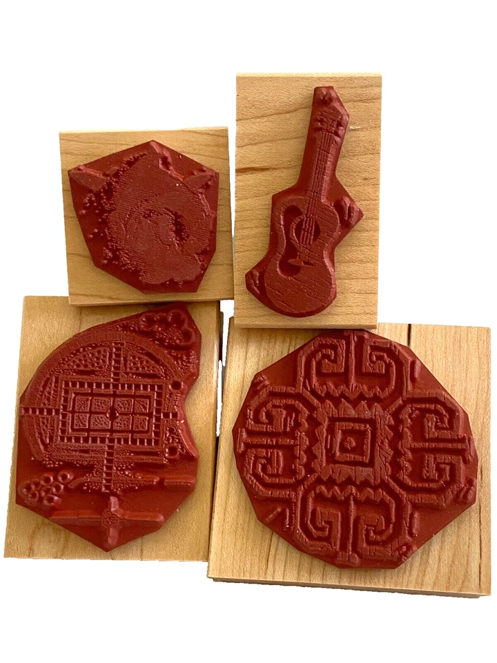 Lote de 4 SELLOS DE GOMA CLUB SCRAP EDICIÓN LIMITADA Guitarra Salsa y Jardín Formal Foto 2 de 3