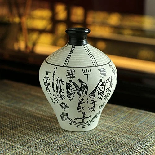 Vaso In Terracotta A Forma Di Matki Decorativo Per La Casa Dipinto A Mano Warli