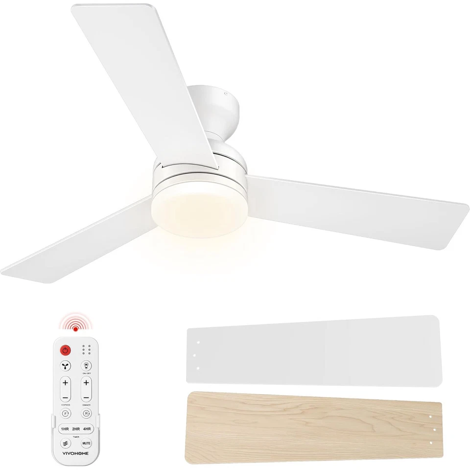 42-72'' Flush Mount LED Ceiling Fan with Light Remote 6+1 Speeds, 3CCT, Dimmable - Image 3 of 4