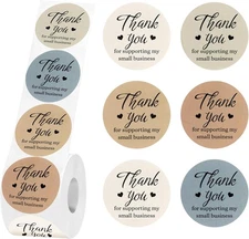 500 Pcs Thank You Stickers for Small Business, 2 Inches Self-Adhesive Elegant Ro