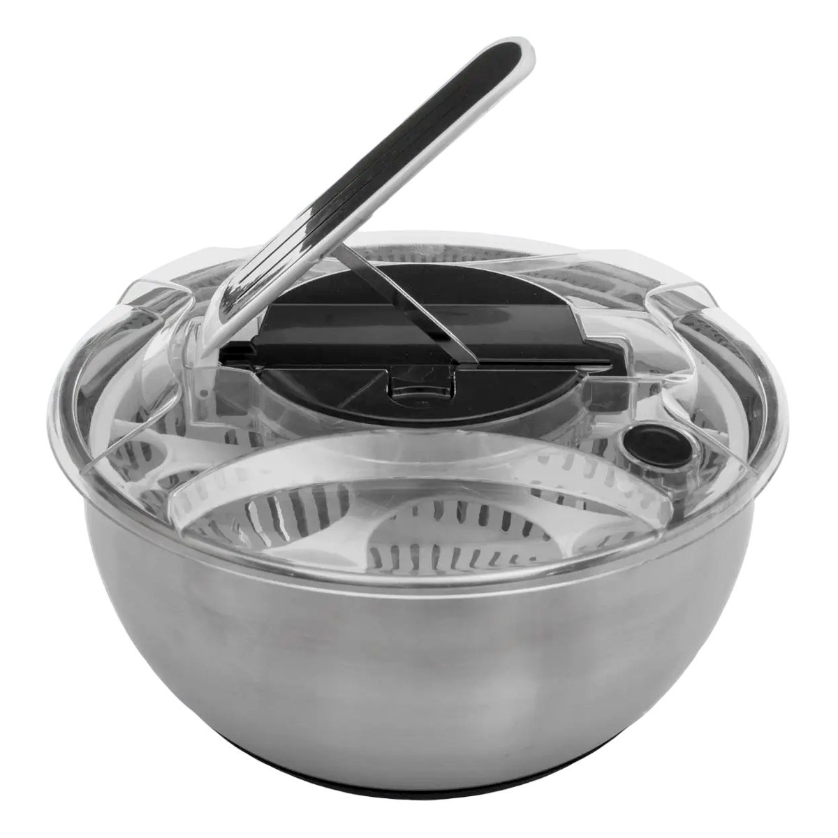 Essoreuse à salade en inox 3,5L avec levier rétractable argent