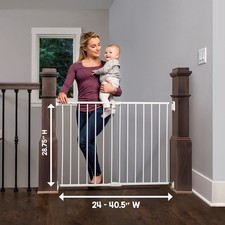 Extra Wide 2-in-1 Stairway and Hallway Baby Safety Gate with Mounting Kit Home
