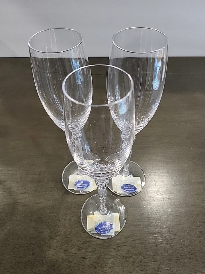 Copas de flautas de champán Royal Doulton Oxford platino (juego de 3) Foto 3 de 4