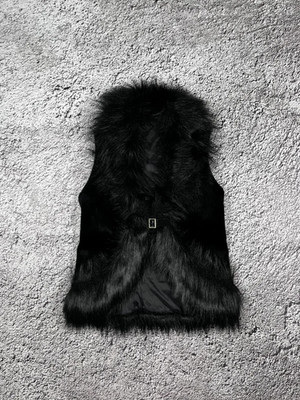 Vintage 90s faux fur mob wife vest gothic 00s avantgarde style