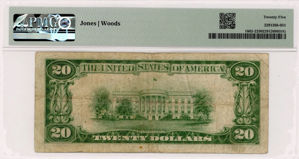 1929 $20 Chicago Mid City FRB Note - CH#13684, FR#1802-2 - PMG 25, Low Serial # - Image 2 of 2