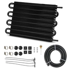 ⭐8 Rows Universal Aluminum Remote Transmission Oil Cooler Radiator Converter Kit