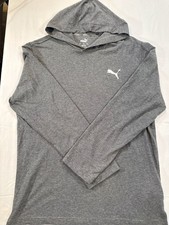 Jersey con capucha de manga larga Essentials gris a rayas para hombre PUMA talla mediana