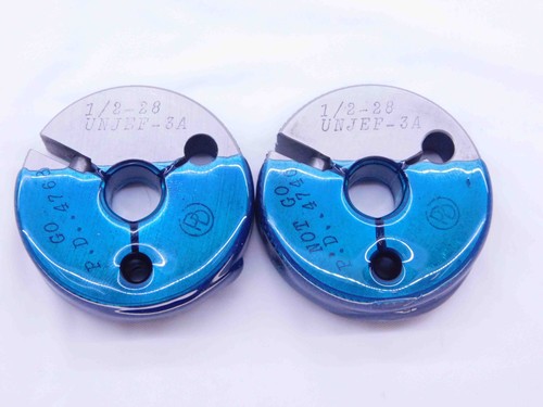 1/2 28 UNJEF 3A THREAD RING GAGES .5 .50 .500 GO NO GO P.D.'S = .4768 & .4740 - Picture 1 of 2