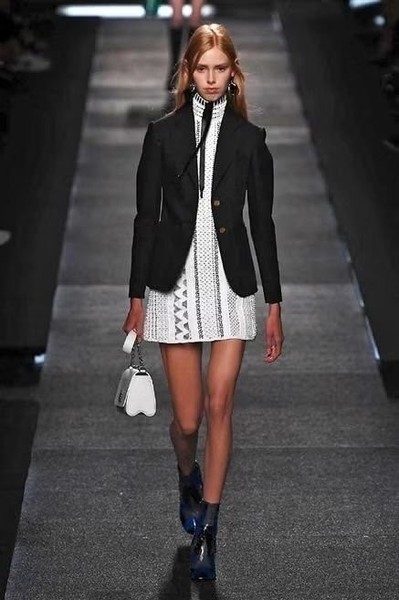 Women Louis Vuitton Dress White Woven Cotton 34