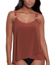 Miraclesuit Women's Razzle Dazzle Underwire Tankini Top Tamarind Brown, 8 