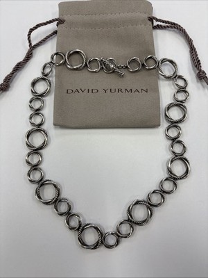 David Yurman Silber Crossover Infinity Seil Kreis Kette Halskette 17''