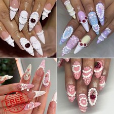 Cake Cream 5D Embossed Nail Art Stickers, 4 Sheets Strawberry Cherry