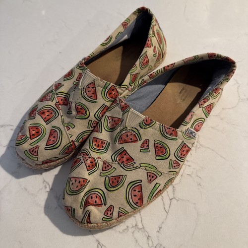 TOMS Womens Alpargata Watermelon Print Canvas Flats 8.5 Summer Fun Resort ☀️