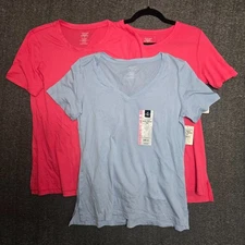 x3 Members Mark Short Sleeve Tee Crew / V Neck Pink / Blue Size Small NWT