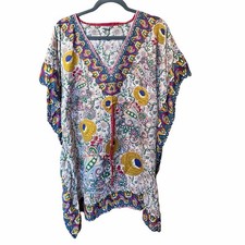 Boho India tunic drawstring waist me size 100% viscose mini dress