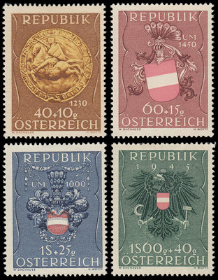 Österreich Austria 773/76 1949 Por los prisioneros de guerra MH