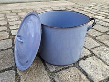 XXL Kochtopf mit Deckel &Oslash; 36 cm Emaille blau ca. 29 Liter Vintage DDR &Uuml;bertopf