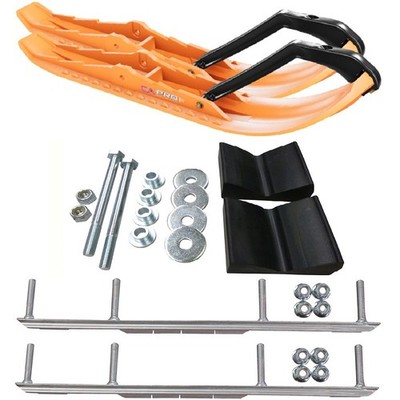 C&A Pro Orange TMX Snowmobile Skis w/ 4.5'' Shaper Bars Complete Kit 2016+