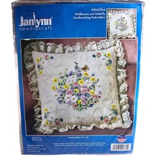 Janlynn Wildflowers  Butterfly Candlewicking Pillow Kit 14x14 Eleanor Engel