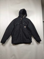Carhartt Bartlett Jacket Men M Black Washed Duck Sherpa Lined Hooded Coat