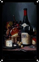 Blechschild 30X20 Cm Kunst Stillleben Rotwein KäSe Obst Essen Trinken Deko Gesch