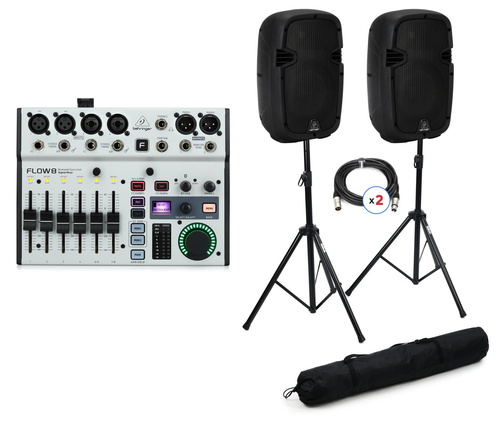 Behringer FLOW 8 8-input Digital Mixer PA Bundle