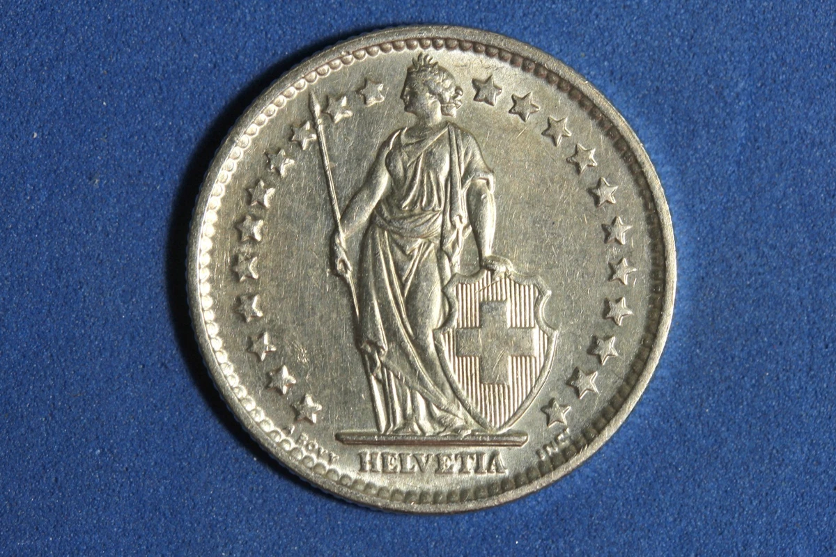 1967Bスイスコンフォデラティオ・ヘルヴェティカ 5フラン銀貨PCGSAU58 1967Bスイスコンフォデラティオ・ヘルヴェティカ 5フラン銀貨PCGSAU58