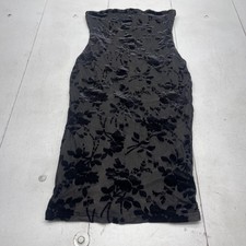 SHEIN Dress Womens Large Black Flocked Velvet Floral Mesh Strapless Bodycon