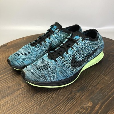 Nike Flyknit Racer Shoes Mens Size 11 Blue Knit Running Sneakers 526628-401
