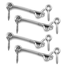 4pcs Stainless Steel Spring Hook and Eye Safety Latch 3-inch Wire Gate Hook a...