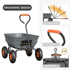 40lbs Poly Garden Cart Dump Wagon, Heavy Duty Yard Dump Cart Wagon