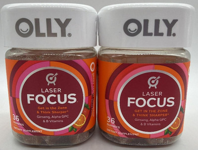 2PK Olly Laser Focus ~ 36 Gummies EACH ~ Berry Tangy Tangerine FLVR ~ EXP 7/26