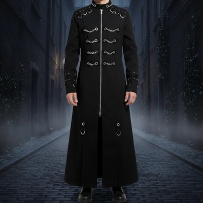 MEN BLACK HELLRAISER GOTH PUNK PINHEAD VAMPIRE JACKET TRENCH COAT/WINTER COAT