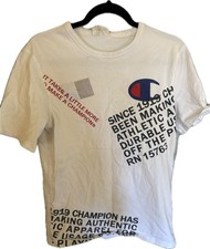 Champion White Graphic Print Men's Crew Neck Short Sleeve Cotton T-Shirt