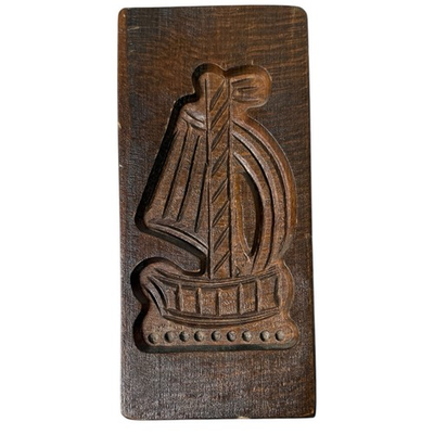 #ad #ad Antique SPRINGERLE Carved Wooden Cookie Gingerbread Mold Ship Galleon 7quot; $49.50