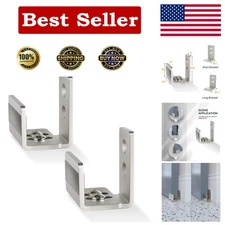 Flexible Adjustable Barn Door Floor Guide - U Shape Brushed Nickel, 2 Pieces