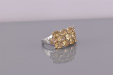 Sterling Silver Oval Cut Yellow Citrine Clustered Band Ring STS 925 Sz: 6
