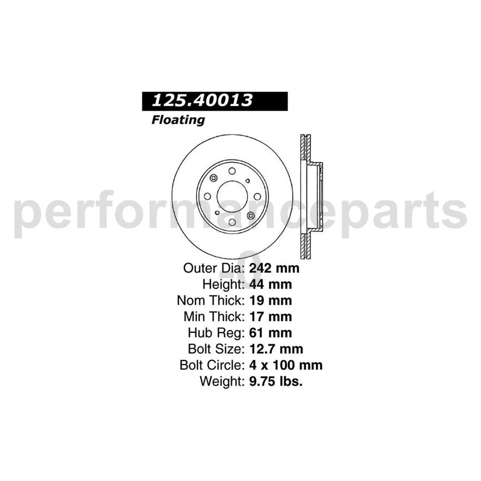 Комплект передних дисковых тормозных колодок Centric Parts ротор дискового тормоза подходит для Honda CRX 1988-1991 годов выпуска - Изображение 2 из 4
