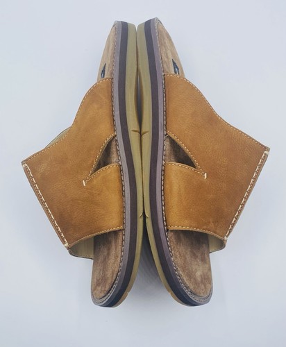 Ocean Pacific Tahiti Brown Leather Men s Open Toe Slip On Sandals Size 9 - Picture 5 of 9