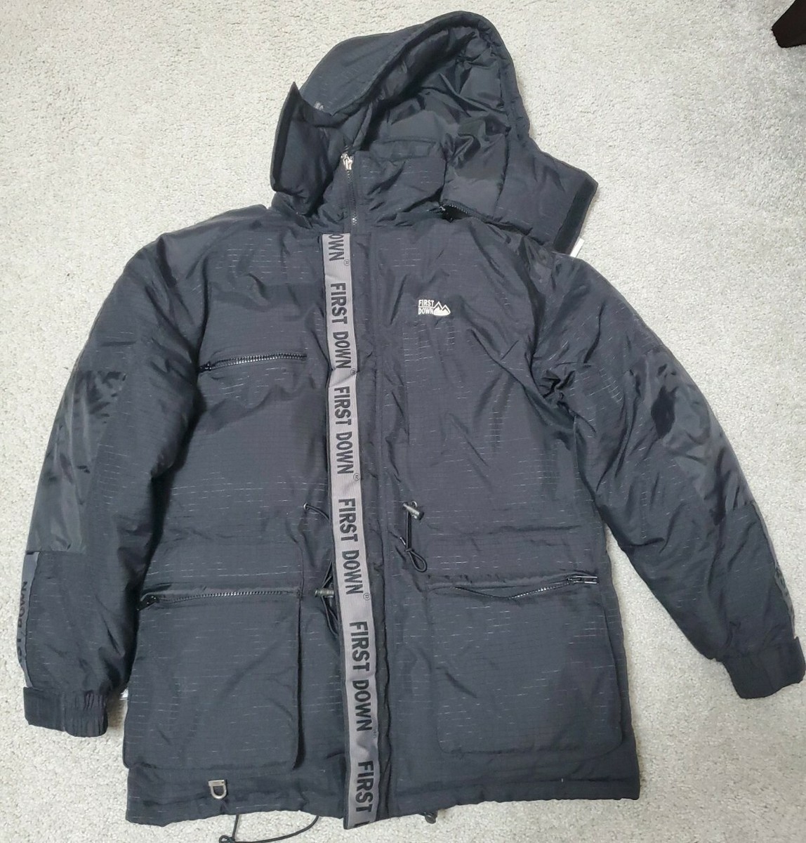 AWESOME VINTAGE FIRST DOWN HOODED GOOSE DOWN JACKET MEN'S AWESOME VINTAGE FIRST DOWN HOODED GOOSE DOWN JACKET MEN'S
