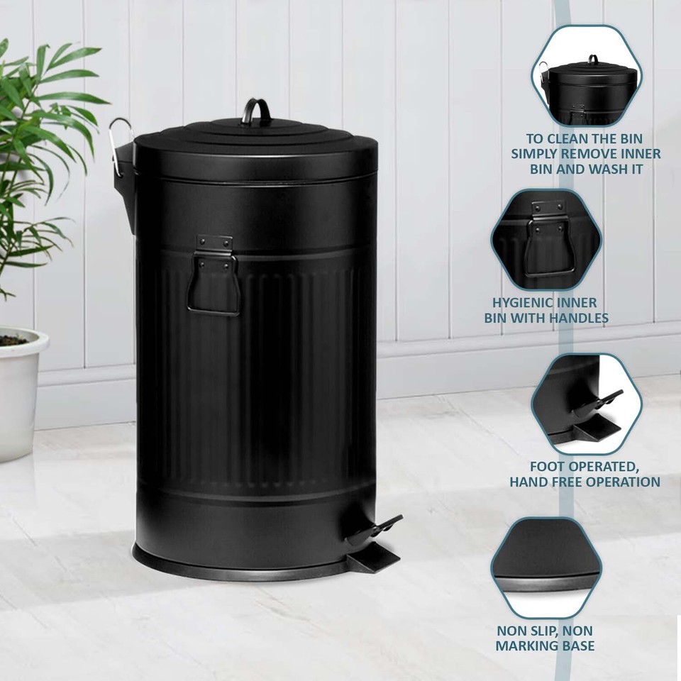 3 / 30 LTR AMERICAN STYLE RETRO PEDAL BIN KITCHEN BATHROOM US RUBBISH WASTE BIN | eBay UK