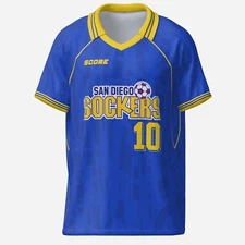 San Diego Sockers - 1985 1986 away soccer jersey Replica Retro shirt, NASL blue.