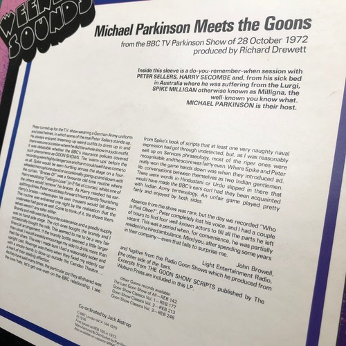 Michael Parkinson MEETS THE GOONS TV Comedy Show LP Secombe Sellers Milligan BBC - Picture 14 of 22