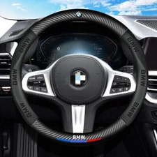 38cm 15" Steering Wheel Cover Genuine Leather For BMW 1 2 3 4 5 6 Series
