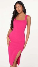 SHEIN Women’s BAE Slit Knee-Length Bodycon Dress Size XS Hot Pink it is NWOT