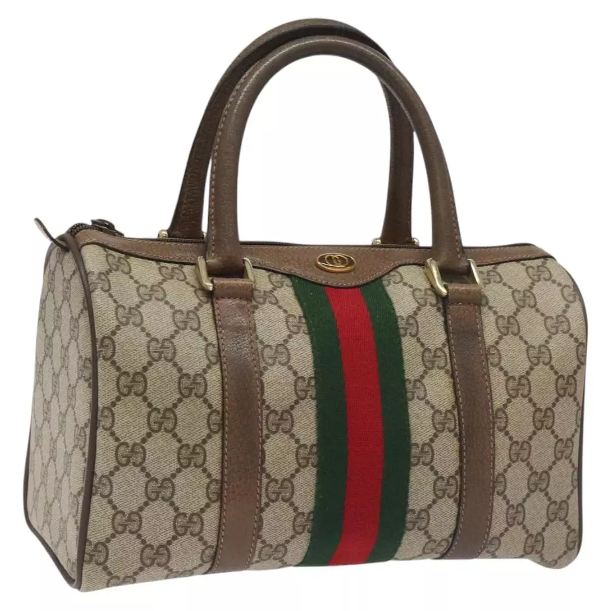 Sac à main GUCCI GG Supreme Web Sherry Line PVC rouge or vert authentique mr1088