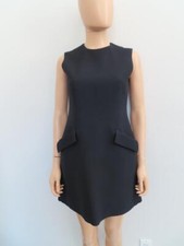 Christian Dior Black Sleeveless A-Line Wool/Silk Blend Dress F 36/US 4