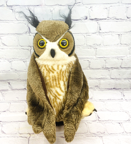 Great Horned Owl Audubon Wild REPUBLIC Plush Stuffed Animal Realistic Wings Hang - Picture 2 of 15