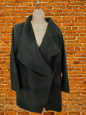 Womens Great Plains Uk Medium Black Grey Cowl Neck Wool Blend Wrap Coat Jacket
